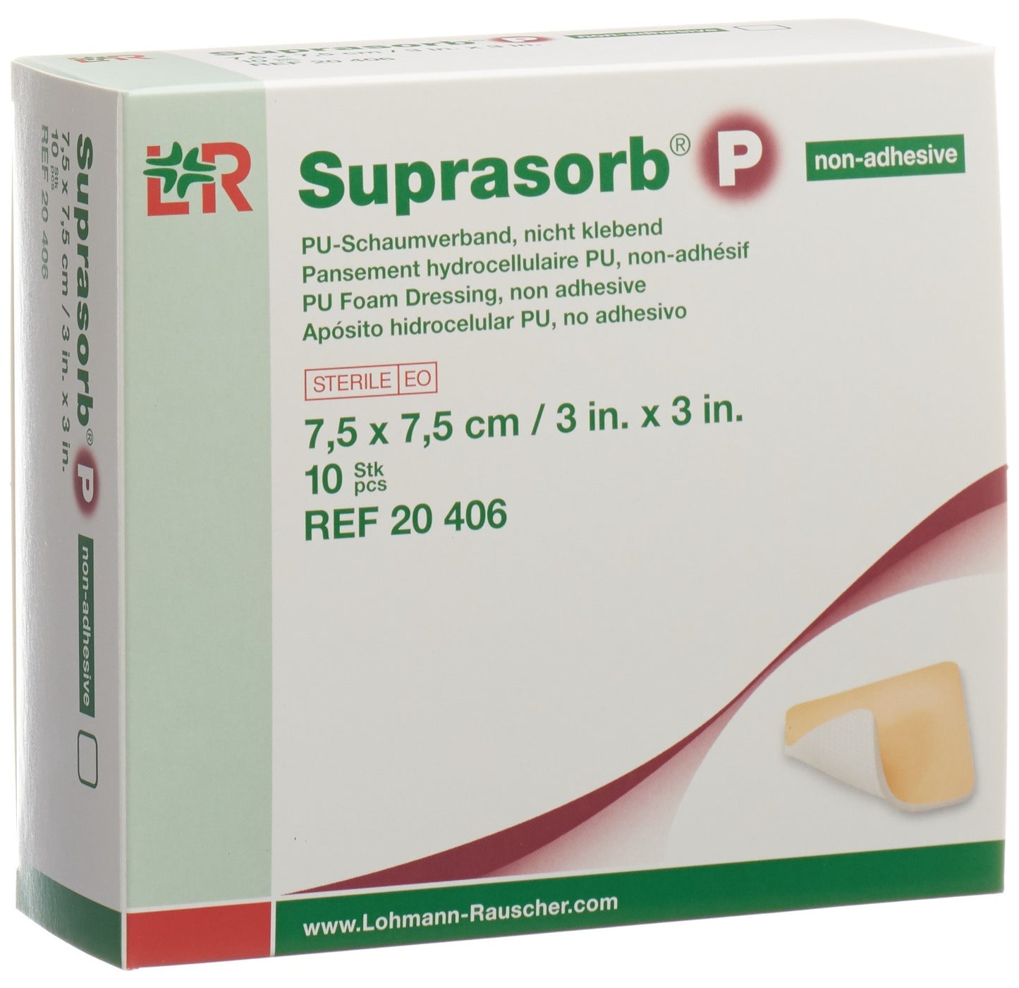 SUPRASORB P Schaumverband 7.5x7.5cm n klebe