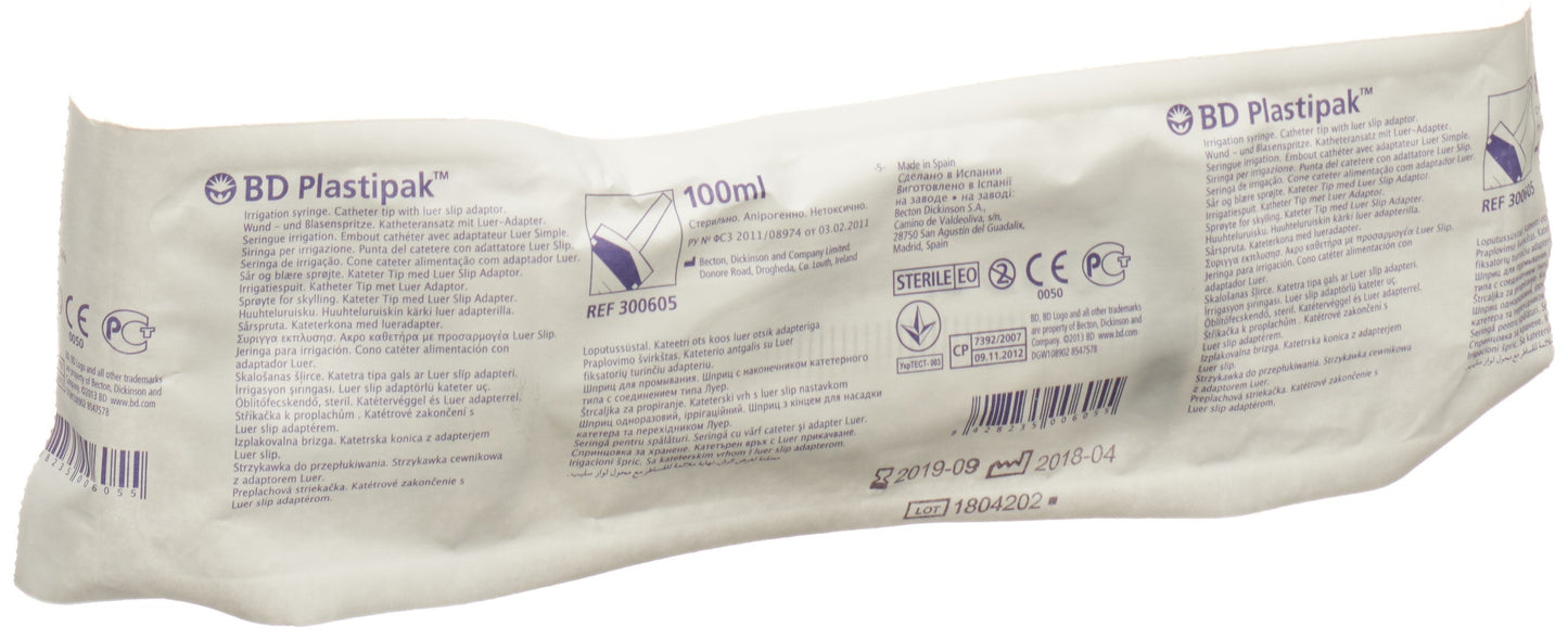 BD PLASTIPAK Wund Blasenspritze 100ml 3teilig