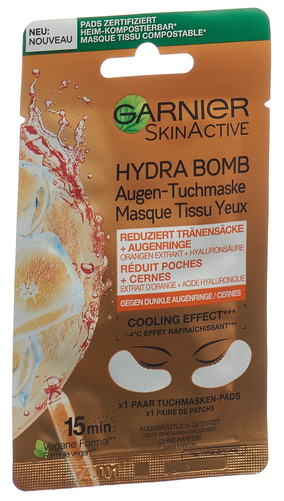 GARNIER Augen-Tuchmaske Orange Hyaluron