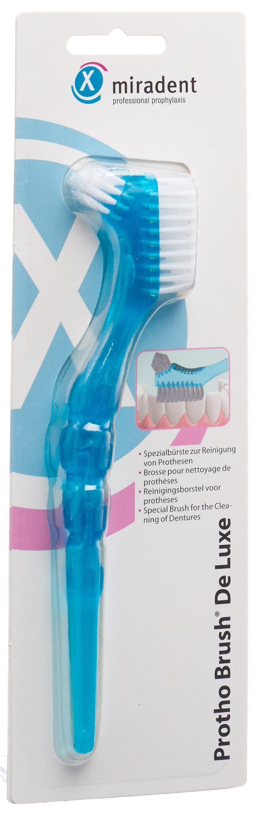 MIRADENT Protho Brush De Luxe Prothesenzahnbü blau