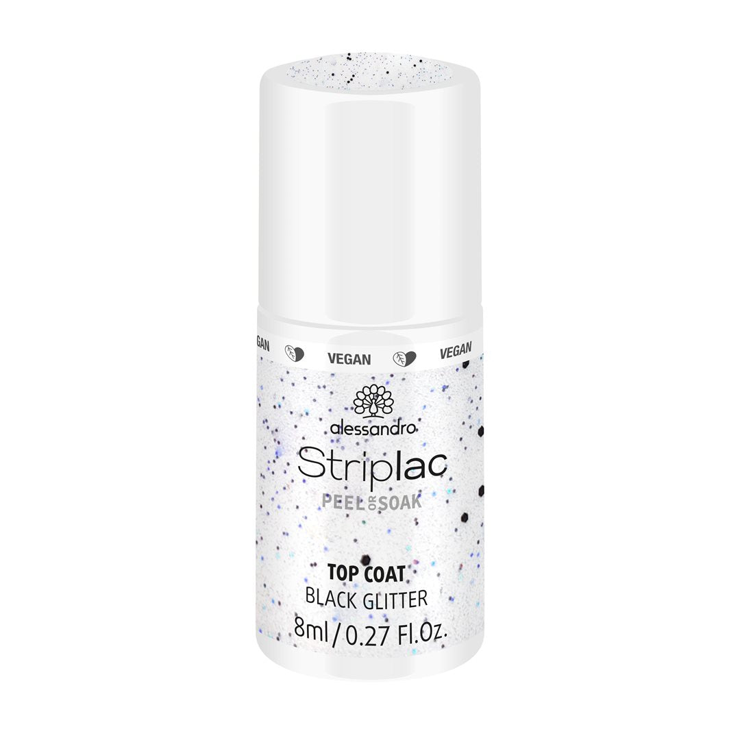ALESSAN Striplac Top Coat Black Glitter