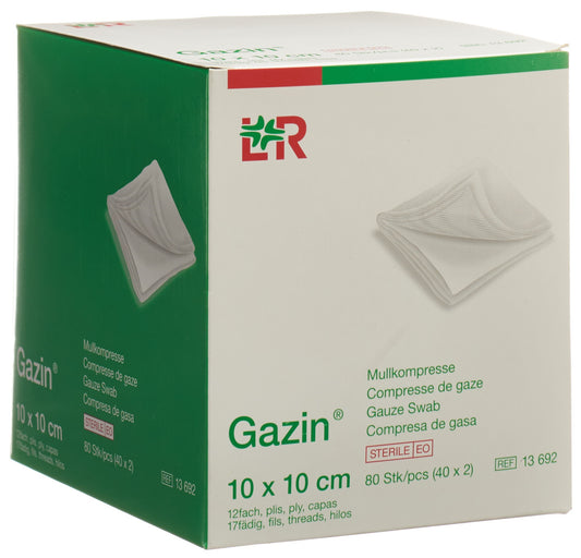 GAZIN Mullkompressen 10x10cm 12f st