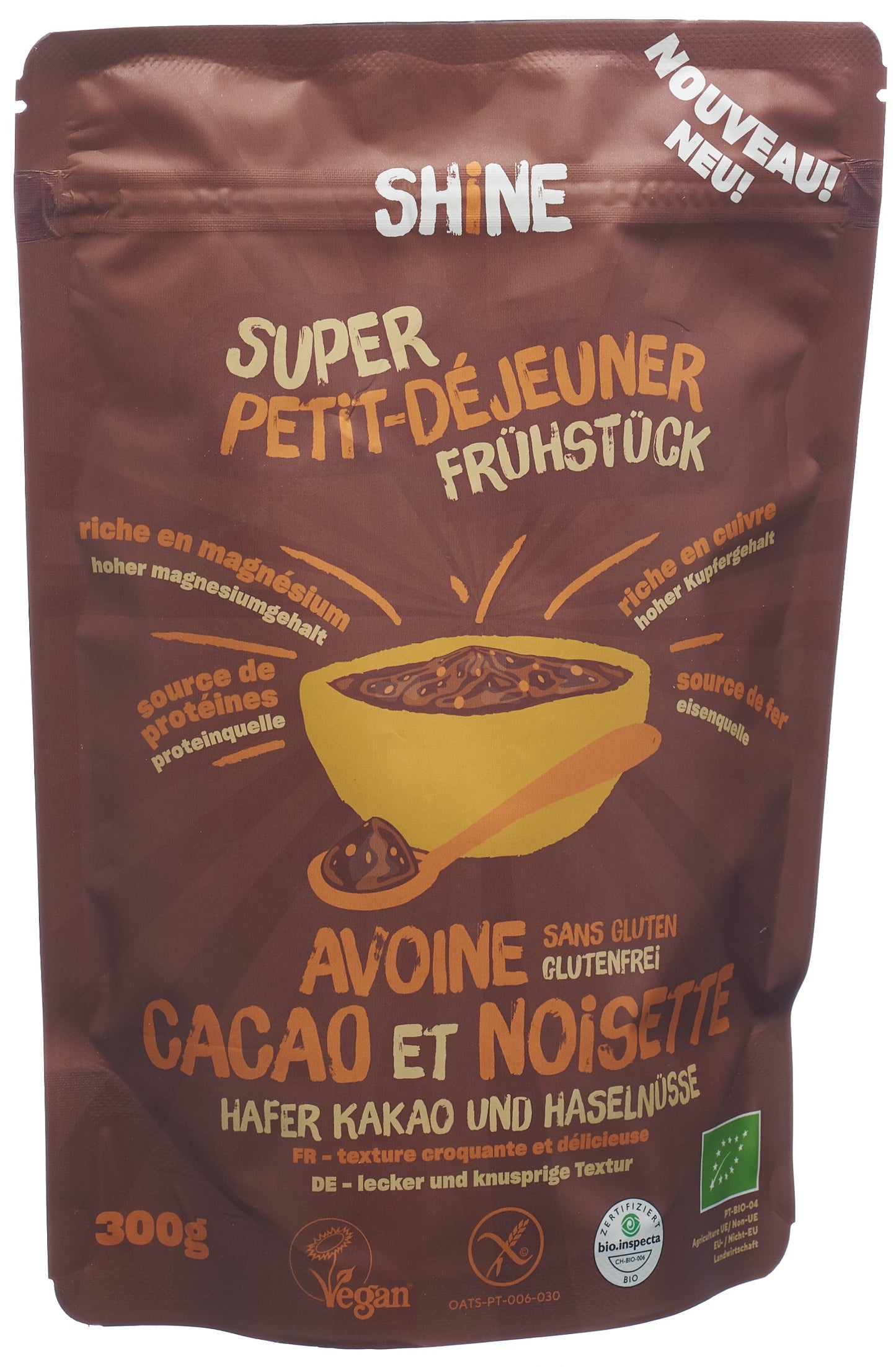 SHINE Hafer Frühstück Roher Kakao Haselnuss