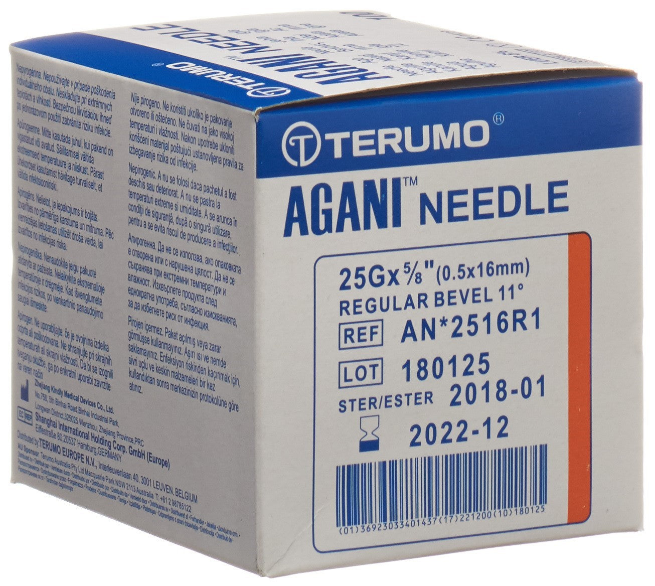 TERUMO Agani Einmalka 25G 0.5x16mm oran