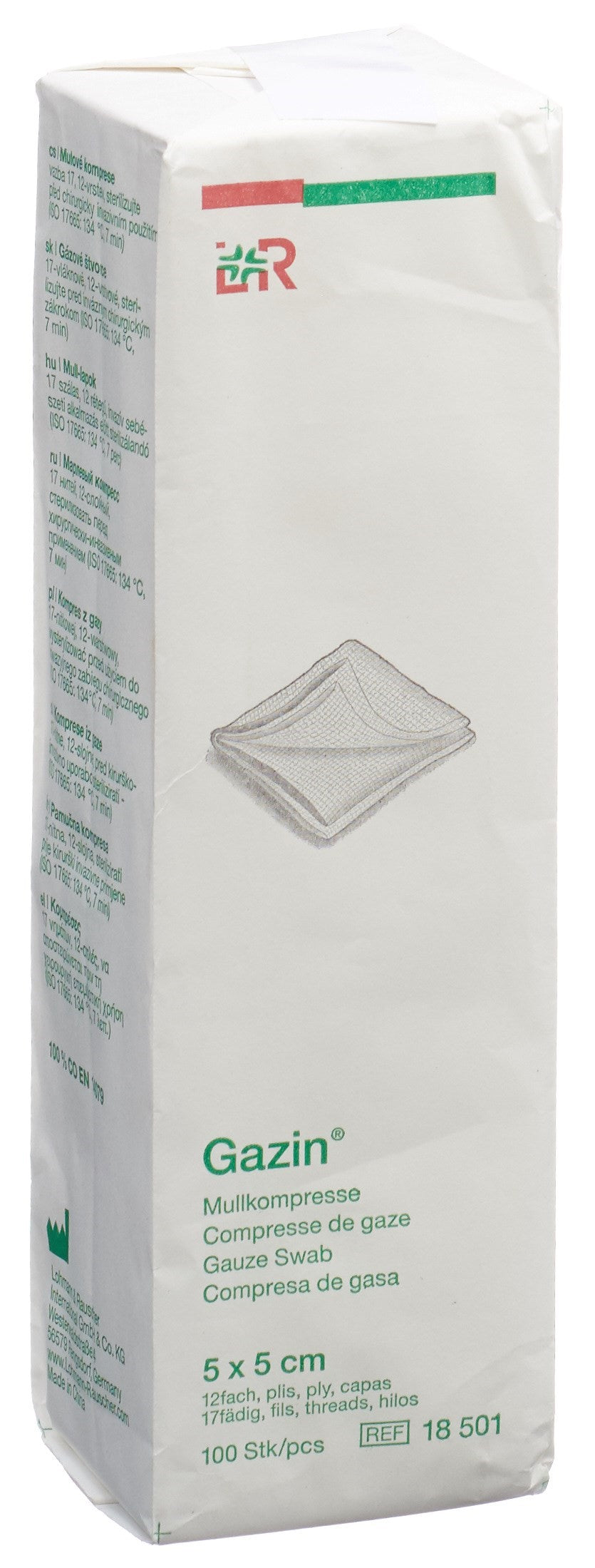 GAZIN Mullkompressen 5x5cm 12f unst
