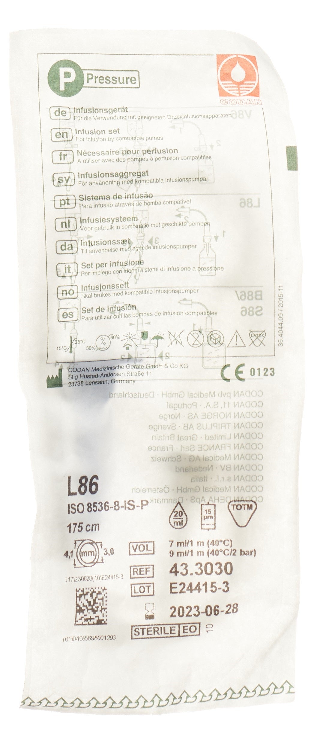 CODAN Infusgerät Luer Lock 175cm L 86-P latexfrei