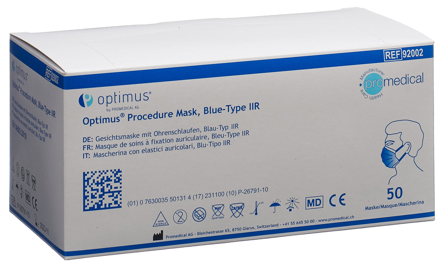 PROMEDICAL Hygienemaske Typ IIR blau unst
