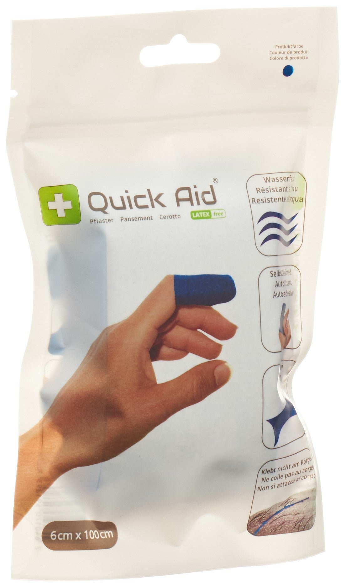 QUICK AID Pflaster 6x100cm Latexfrei blau