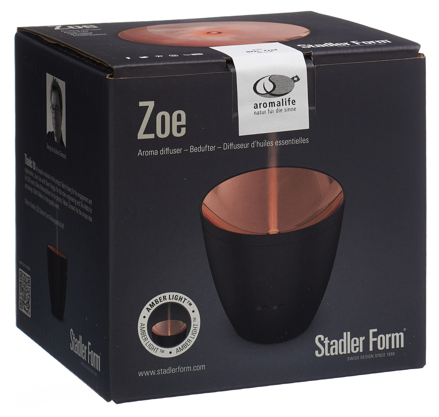 AROMALIFE Zoe Aromavernebler Amber Light schwarz