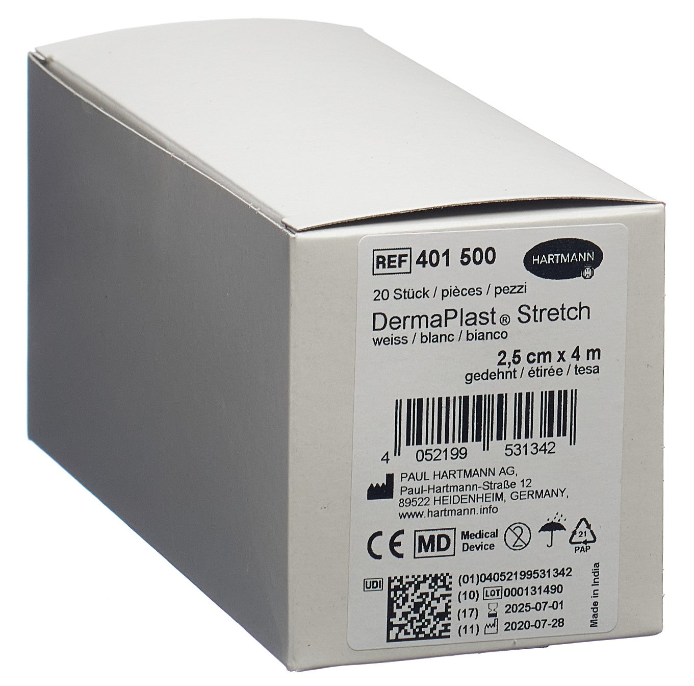 DERMAPLAST Stretch Gazebinde 2.5cmx4m weiss