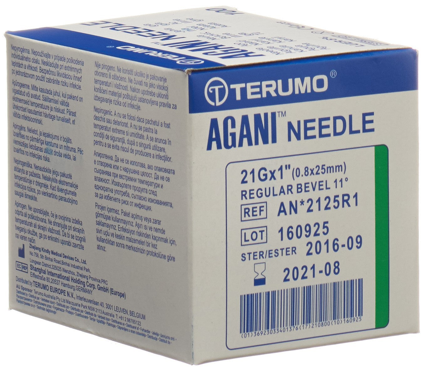 TERUMO Agani Einmalka 21G 0.8x25mm grün