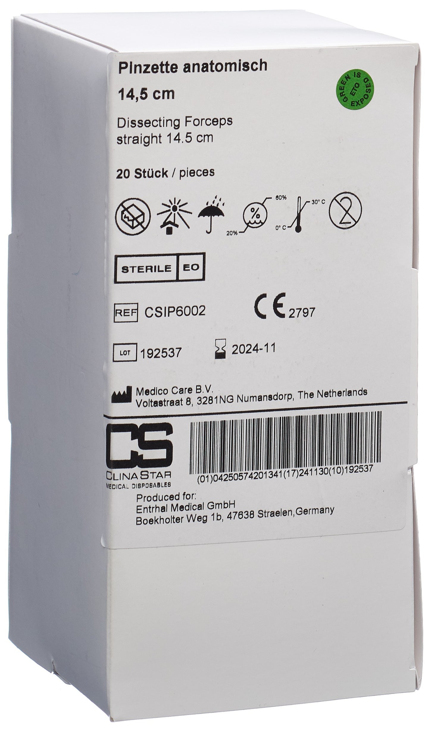 CLINA STAR s u Anat Pinzette 14.5cm steril