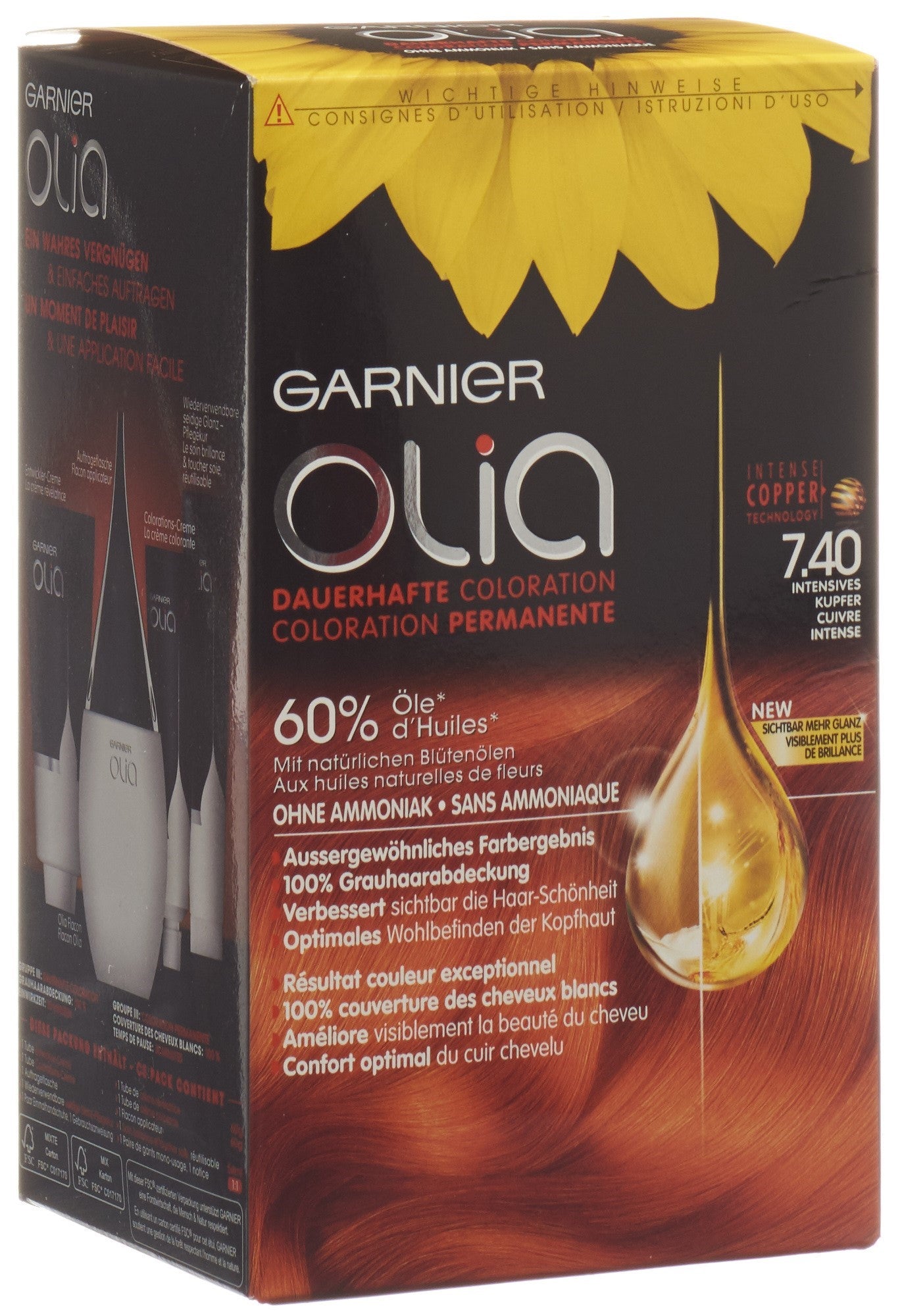 OLIA Haarfarbe 7.40 Intensives Kupfer