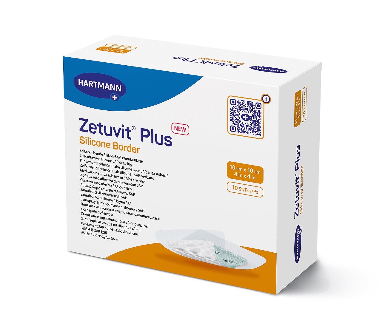 ZETUVIT Plus Silicone Border 10x10cm