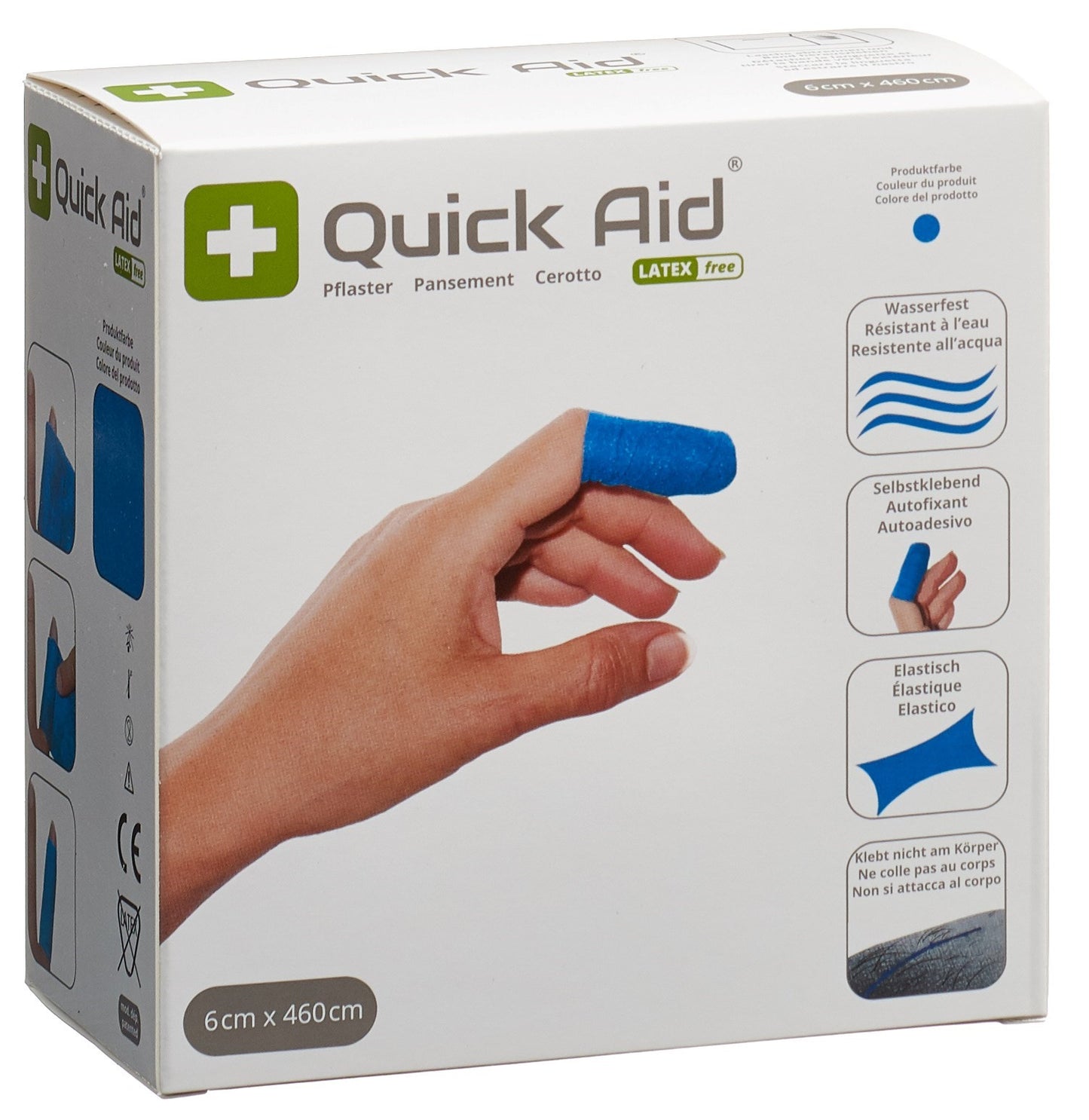 QUICK AID Pflaster 6x460cm Latexfrei blau