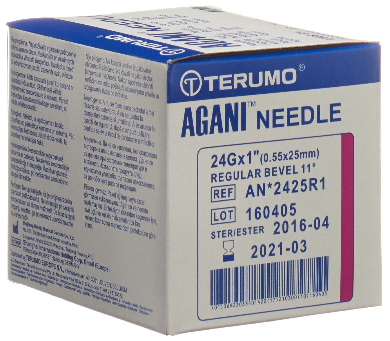 TERUMO Agani Einmalka 24G 0.55x25mm lila