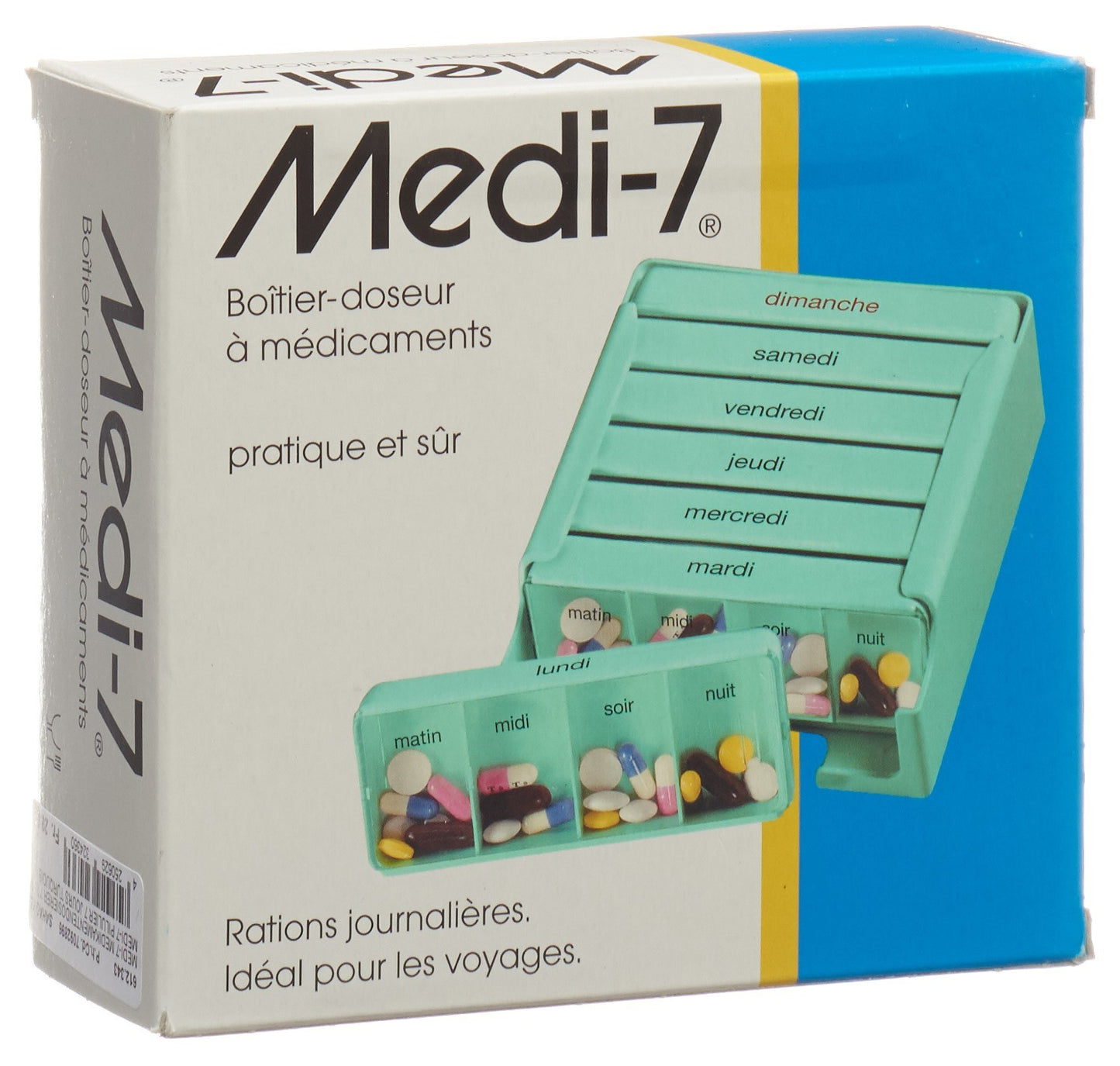 SAHAG Medi-7 Medidosierer 7 Tage 4 Fächer türkis F