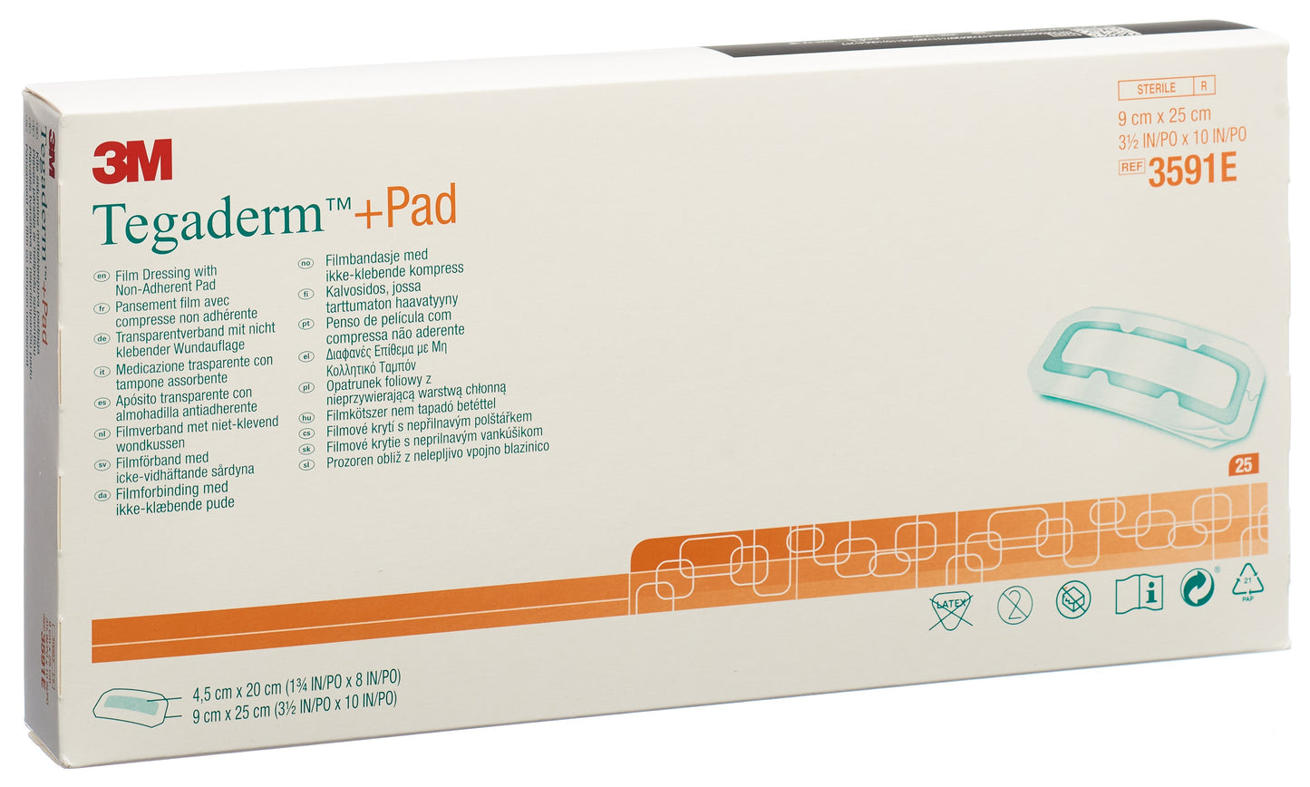 3M TEGADERM+PAD 9x25cm Wundki 4.5x20cm (n)