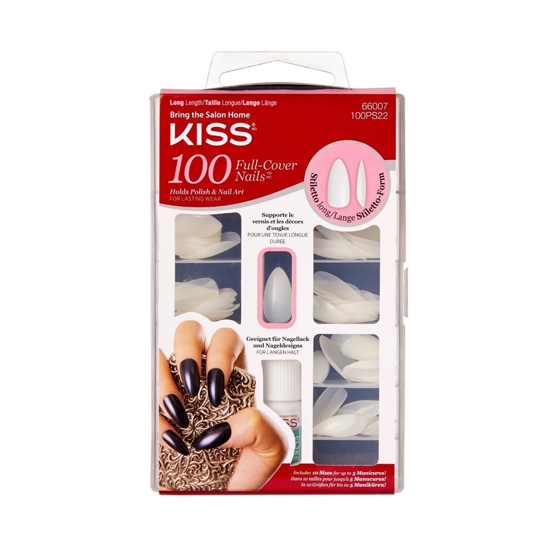 KISS Plain nails full cover and tips Stiletto