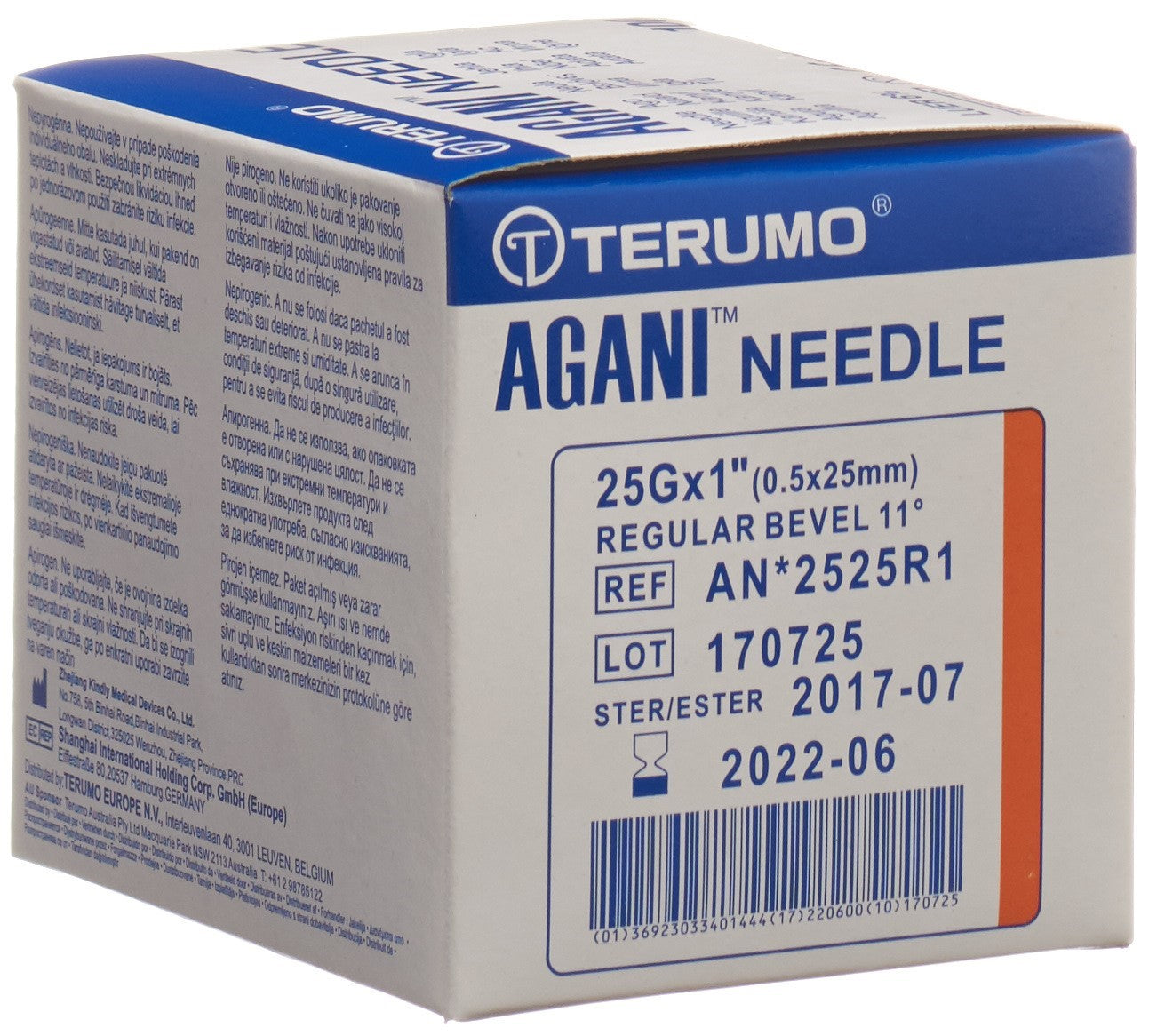 TERUMO Agani Einmalka 25G 0.5x25mm oran