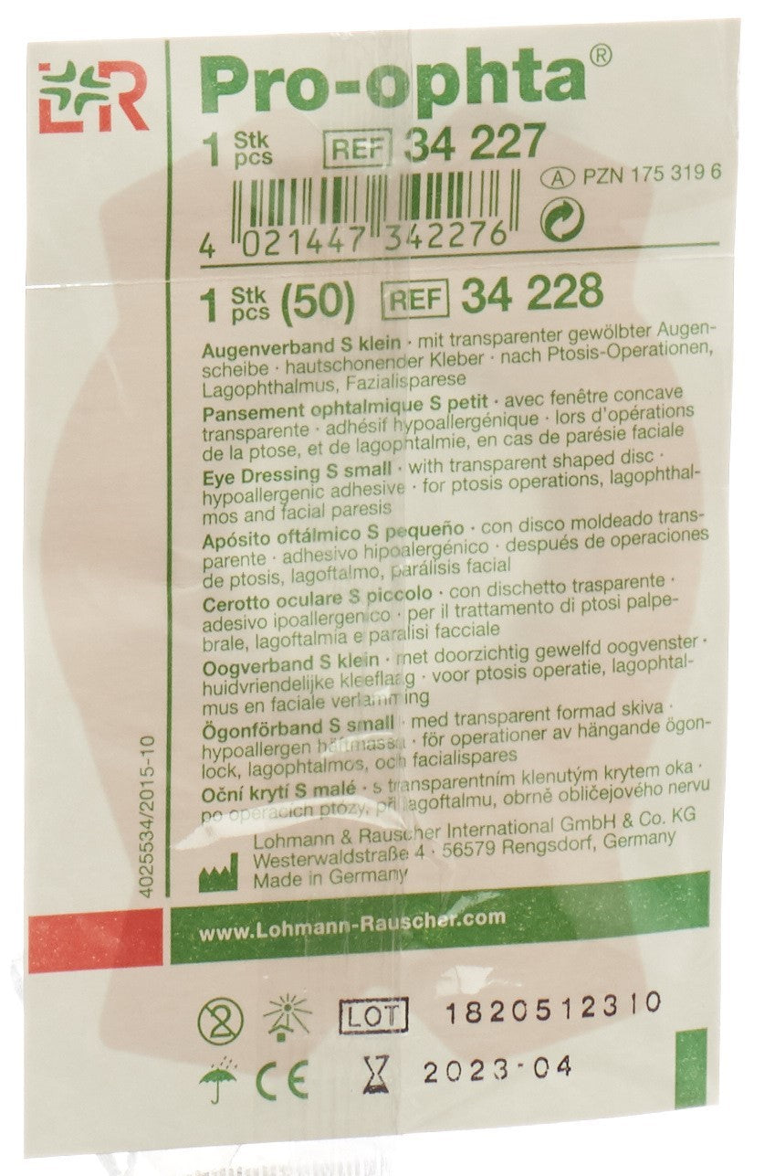 PRO-OPHTA Augenverband S durchsichtig