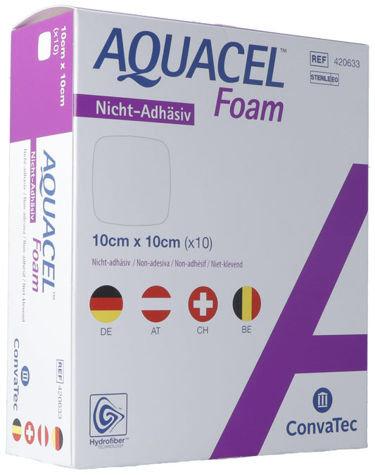 AQUACEL Foam nicht-adhäsiv 10x10cm