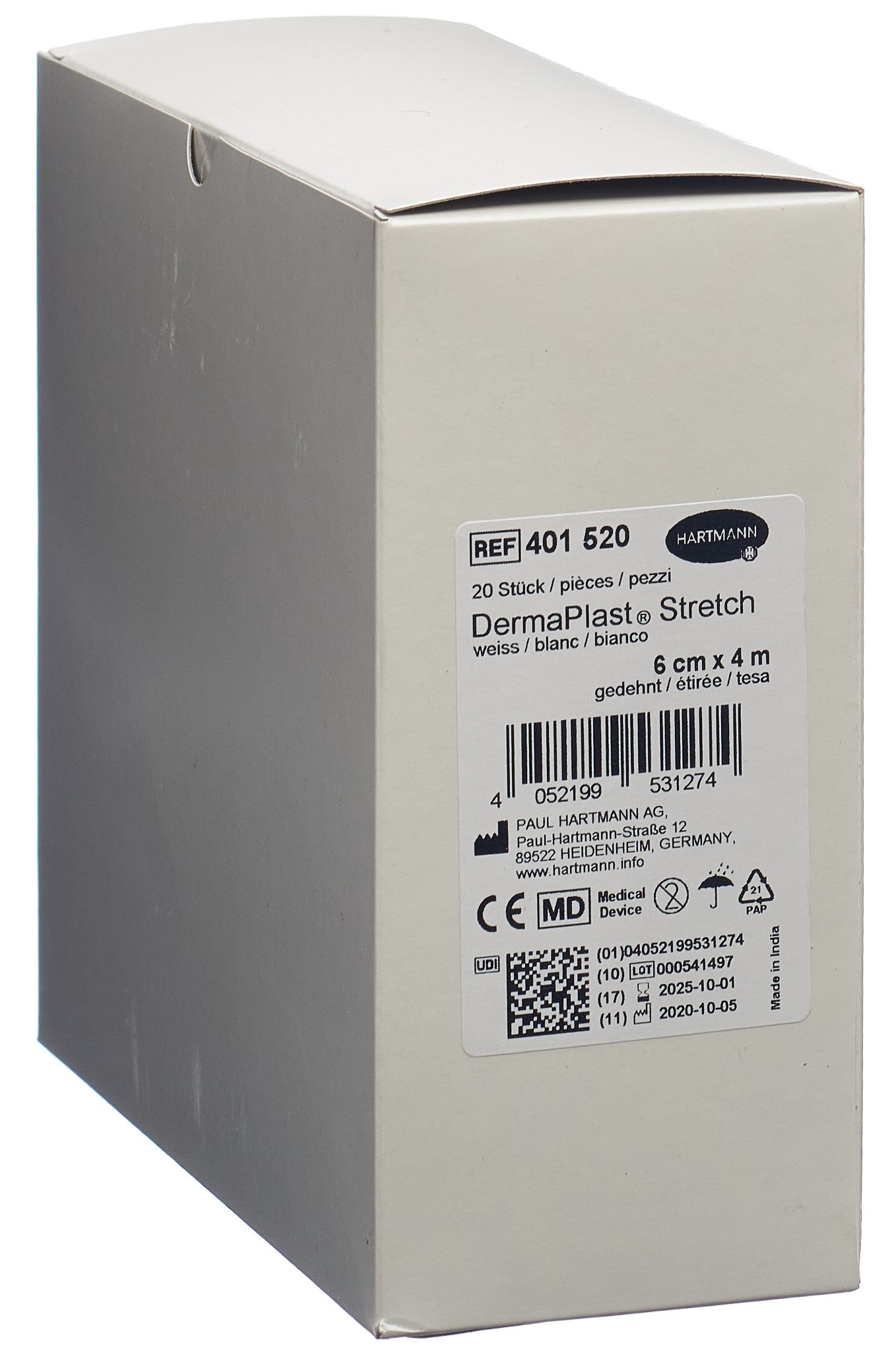 DERMAPLAST Stretch Gazebinde 6cmx4m weiss