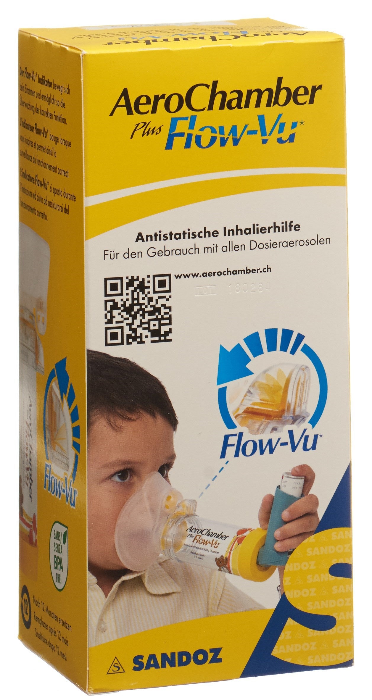 AEROCHAMBER PLUS Flow-Vu mit Maske (1-5 J) gelb