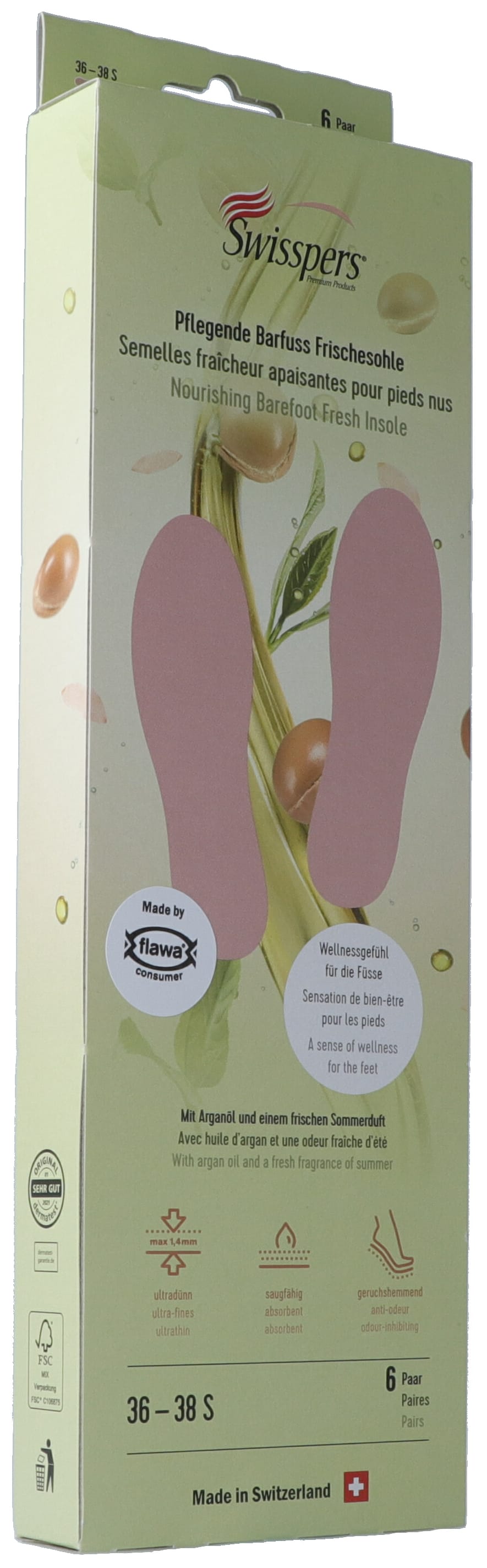 SWISSPERS Barfuss Frischesohlen S 38 rosé