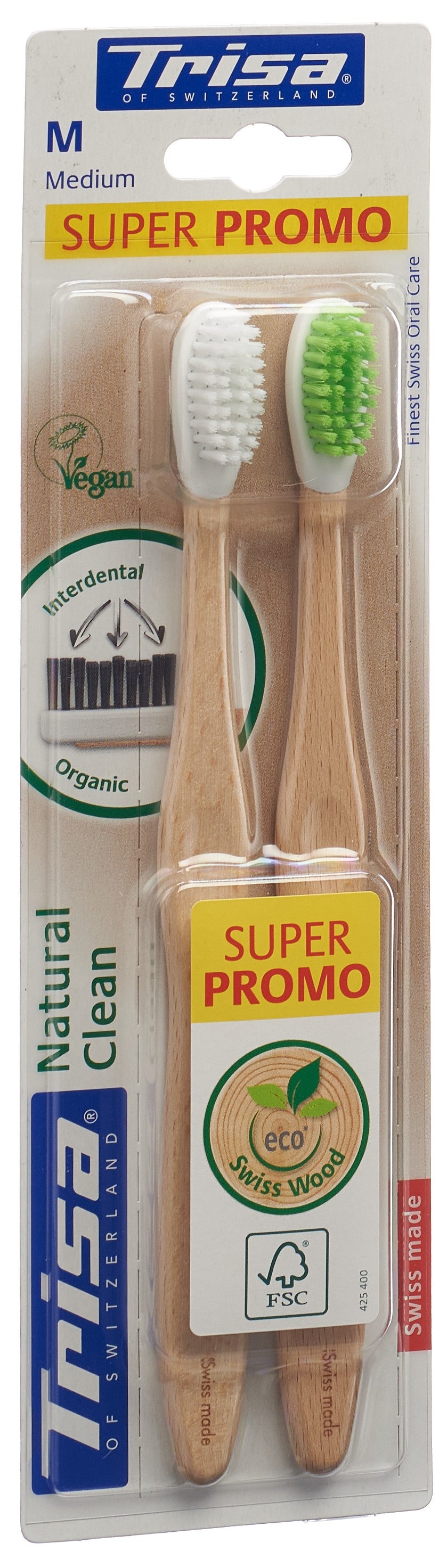 TRISA Natural Clean Holzzahnbürste medi DUO