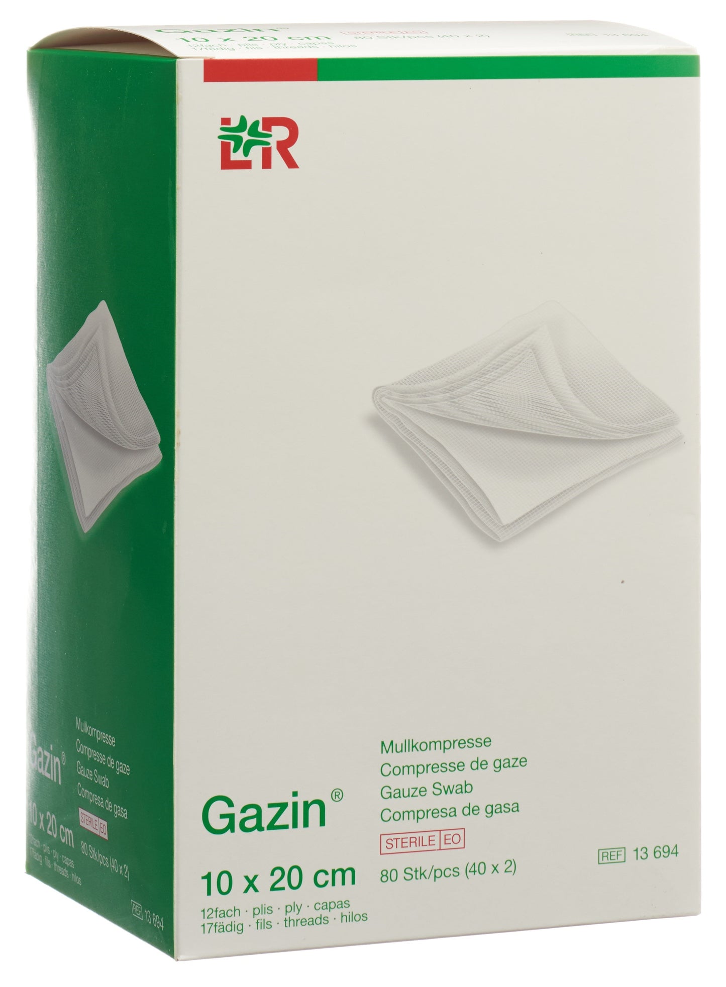 GAZIN Mullkompress Set 20x10cm 12f
