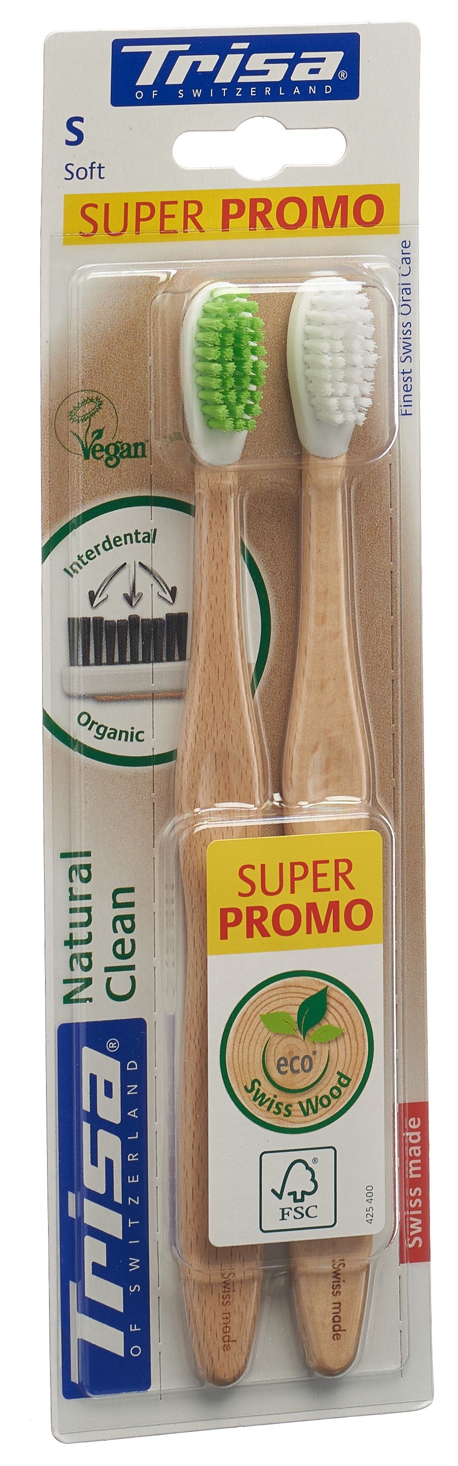 TRISA Natural Clean Holzzahnbürste soft DUO