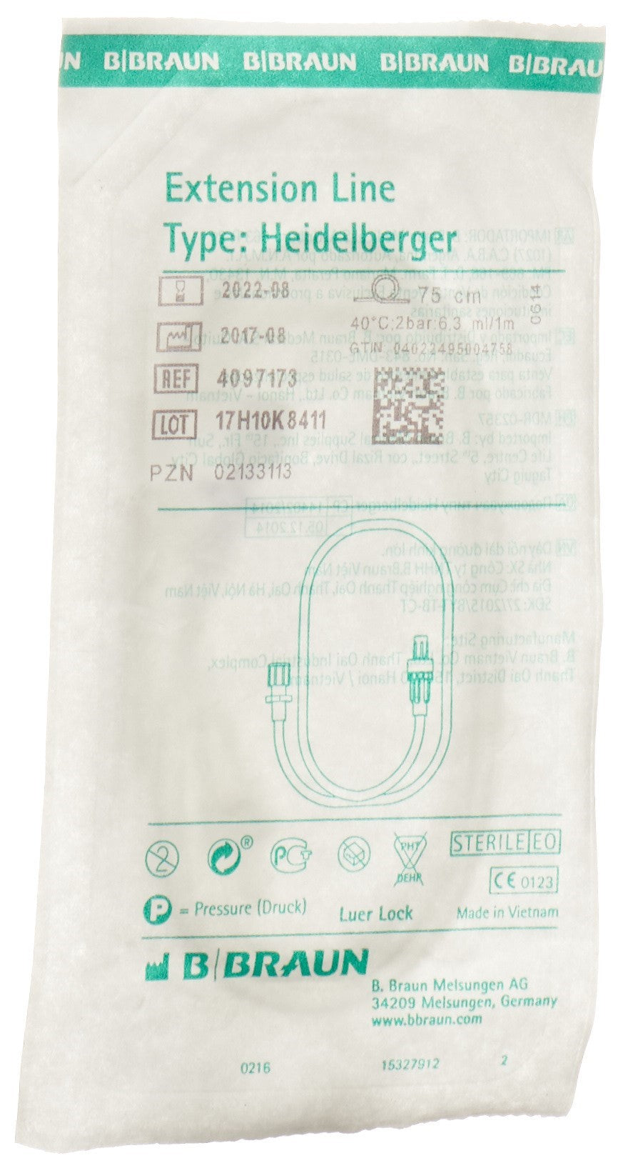 B. BRAUN Extension Heidelb 75cm Luer Lock