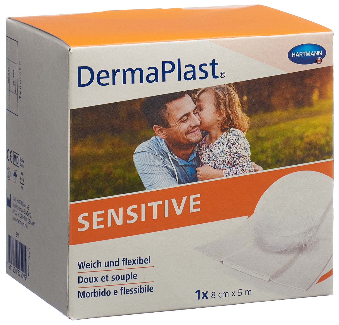 DERMAPLAST Sensitive Schnellverb 8cmx5m wei