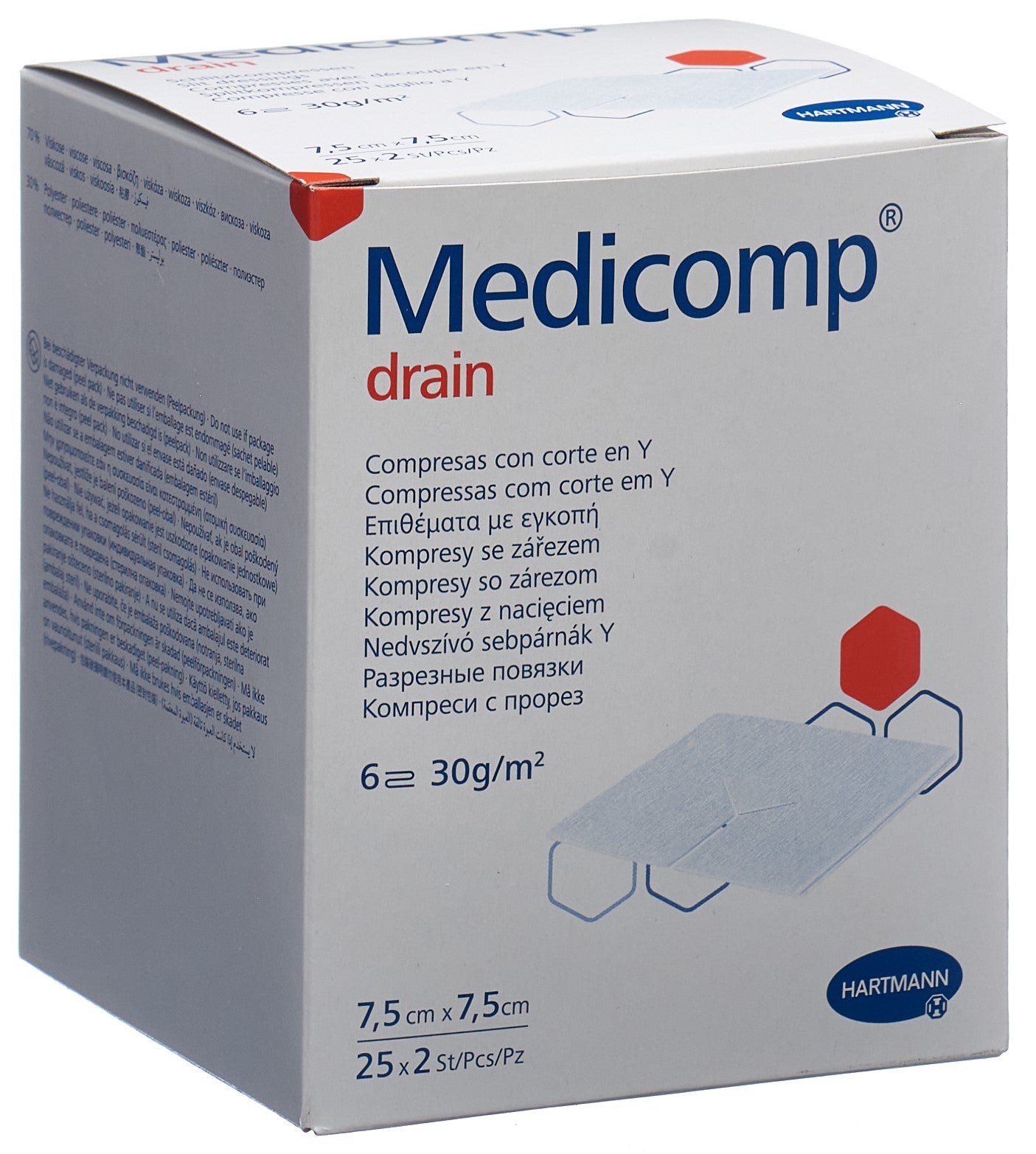 MEDICOMP drain 7.5x7.5 steril