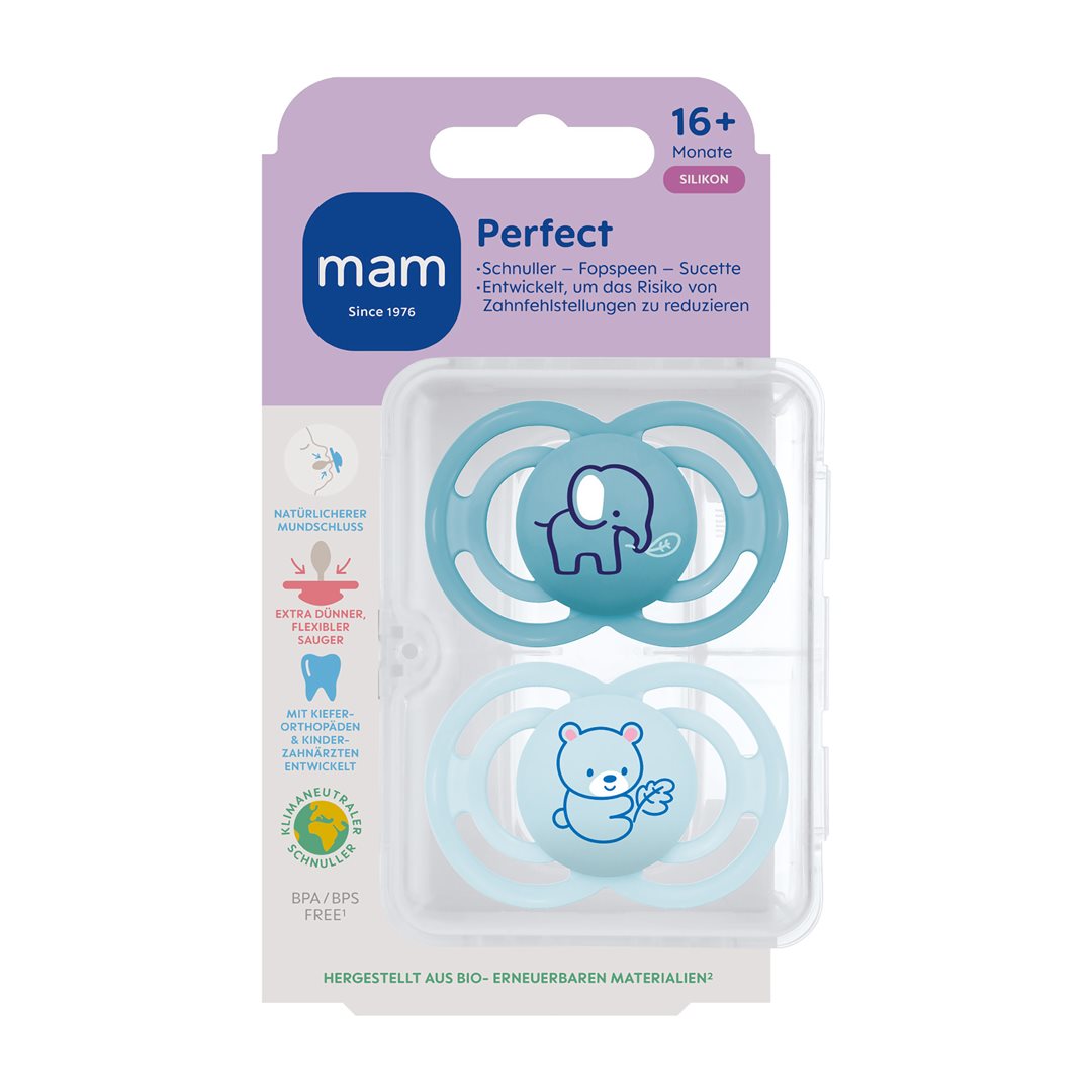 MAM Perfect Nuggi 16-36m blue/blue