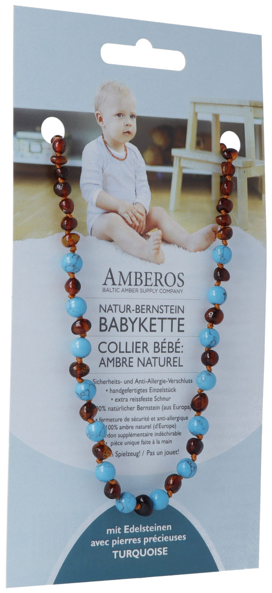 AMBEROS Natur Bernsteinkette Edelst Baro Cog Turqu