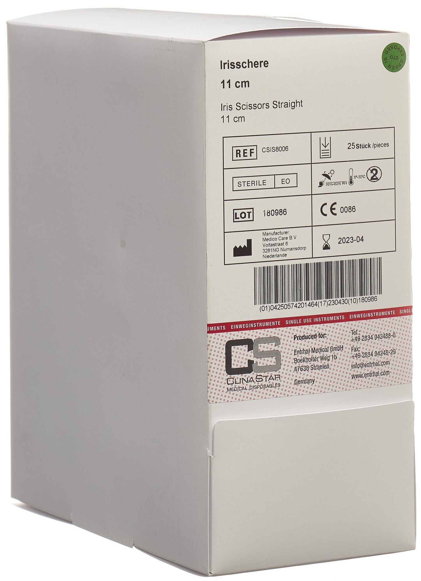 CLINA STAR s u Irisschere 11cm gera steril