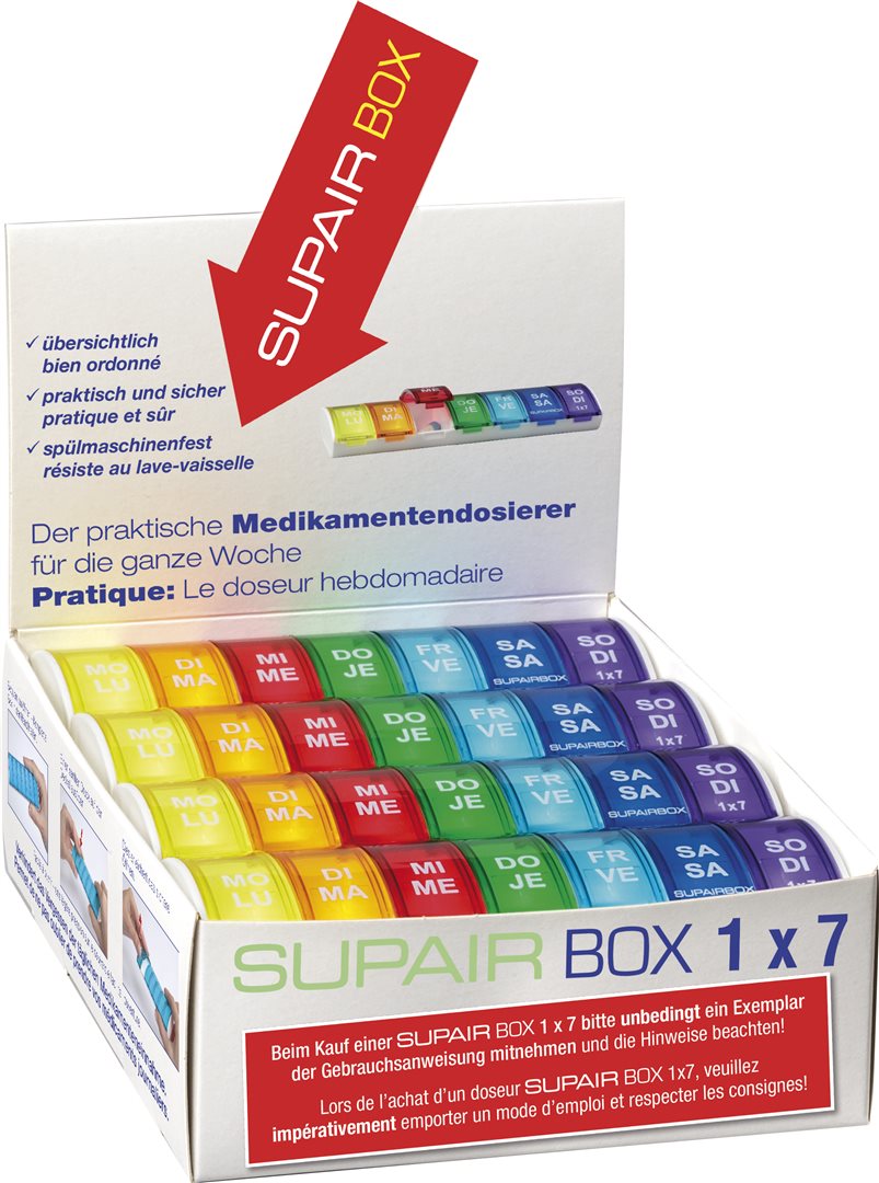 SUPAIRBOX 1x7 Wochendispenser D/F rainbow 12Stk