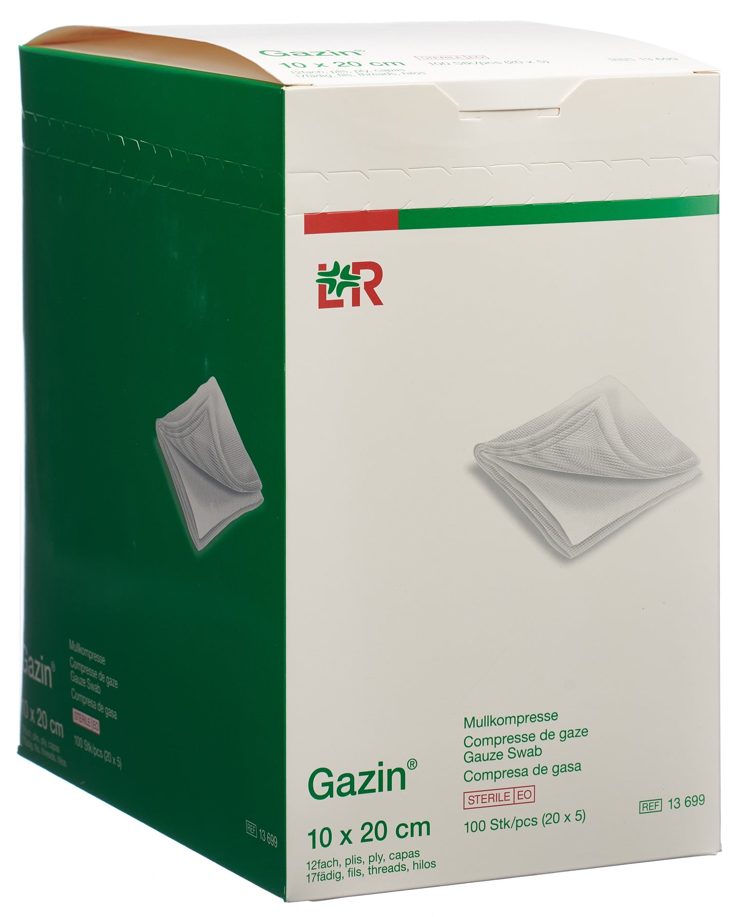 GAZIN Mullkompressen 10x20cm 12f Set st