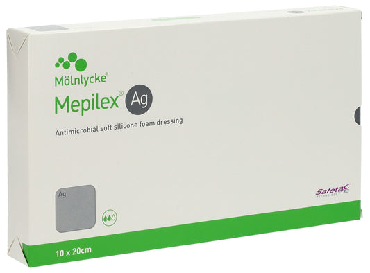 MEPILEX Ag Schaumverband Safetac 10x20cm Sil