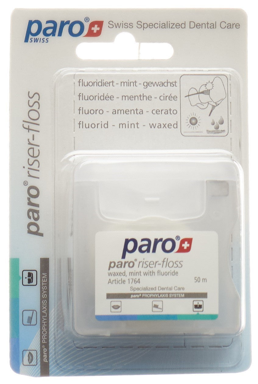 PARO Riser Floss 50m gewachst Mint mit Fluorid