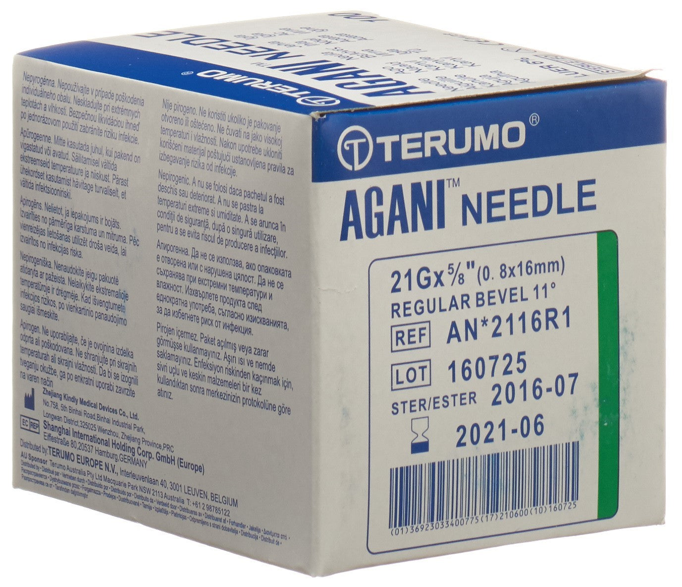 TERUMO Agani Einmalka 21G 0.8x16mm grün