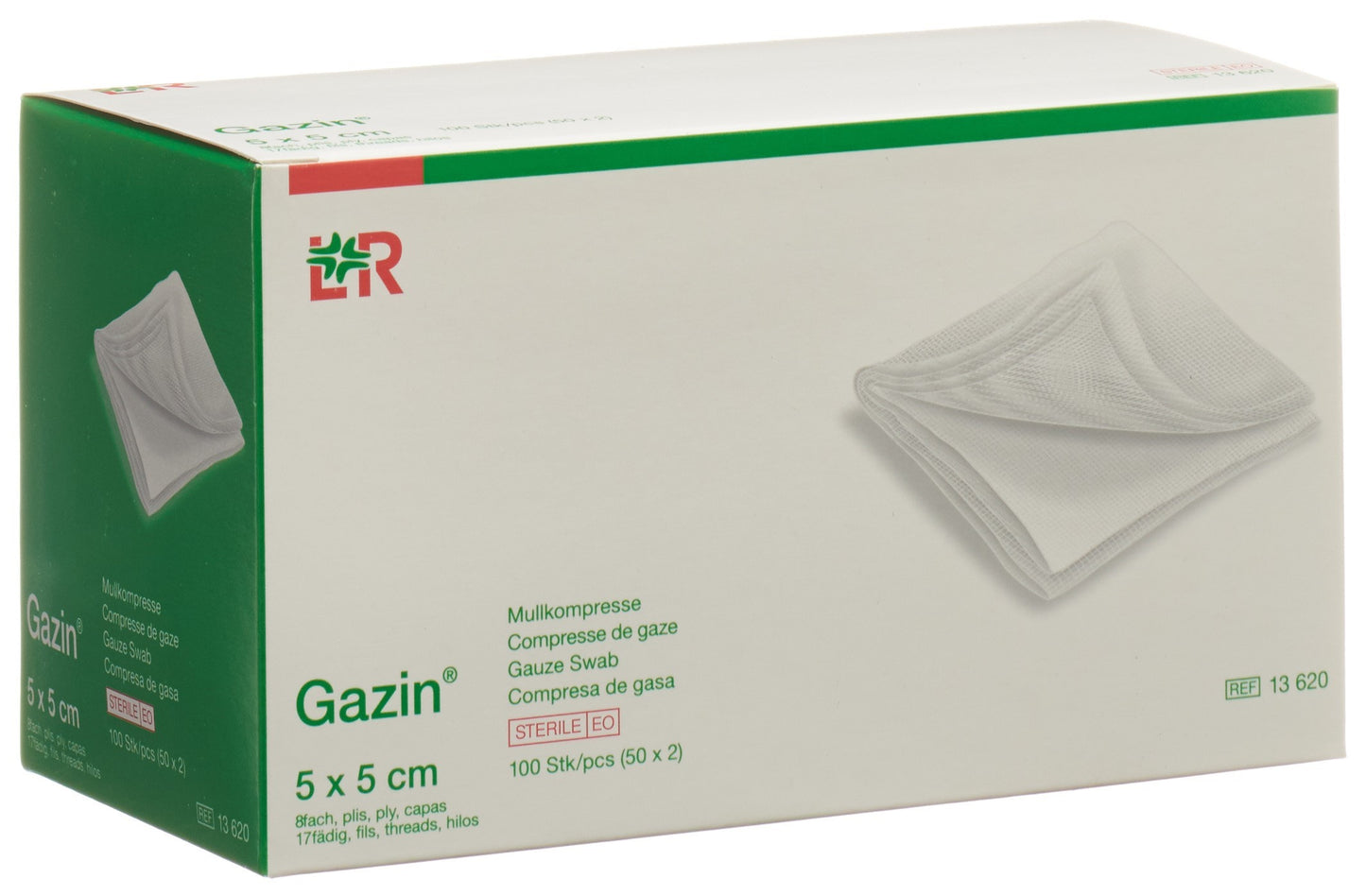 GAZIN Mullkompressen 5x5cm 8f st