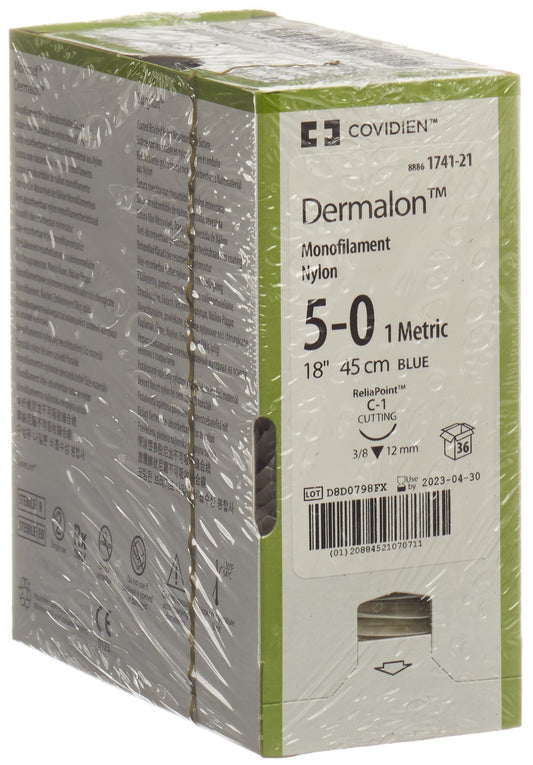 DERMALON 45cm blau 5-0 C-1