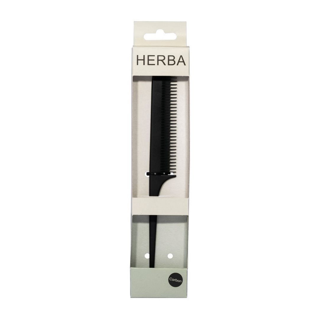HERBA Carbon Stielkamm fein gezahnt schwarz