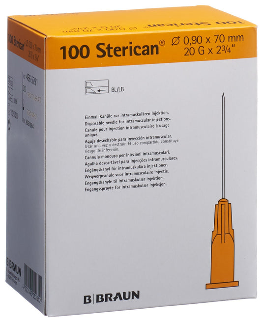 STERICAN Nadel 20G 0.90x70mm gelb Luer
