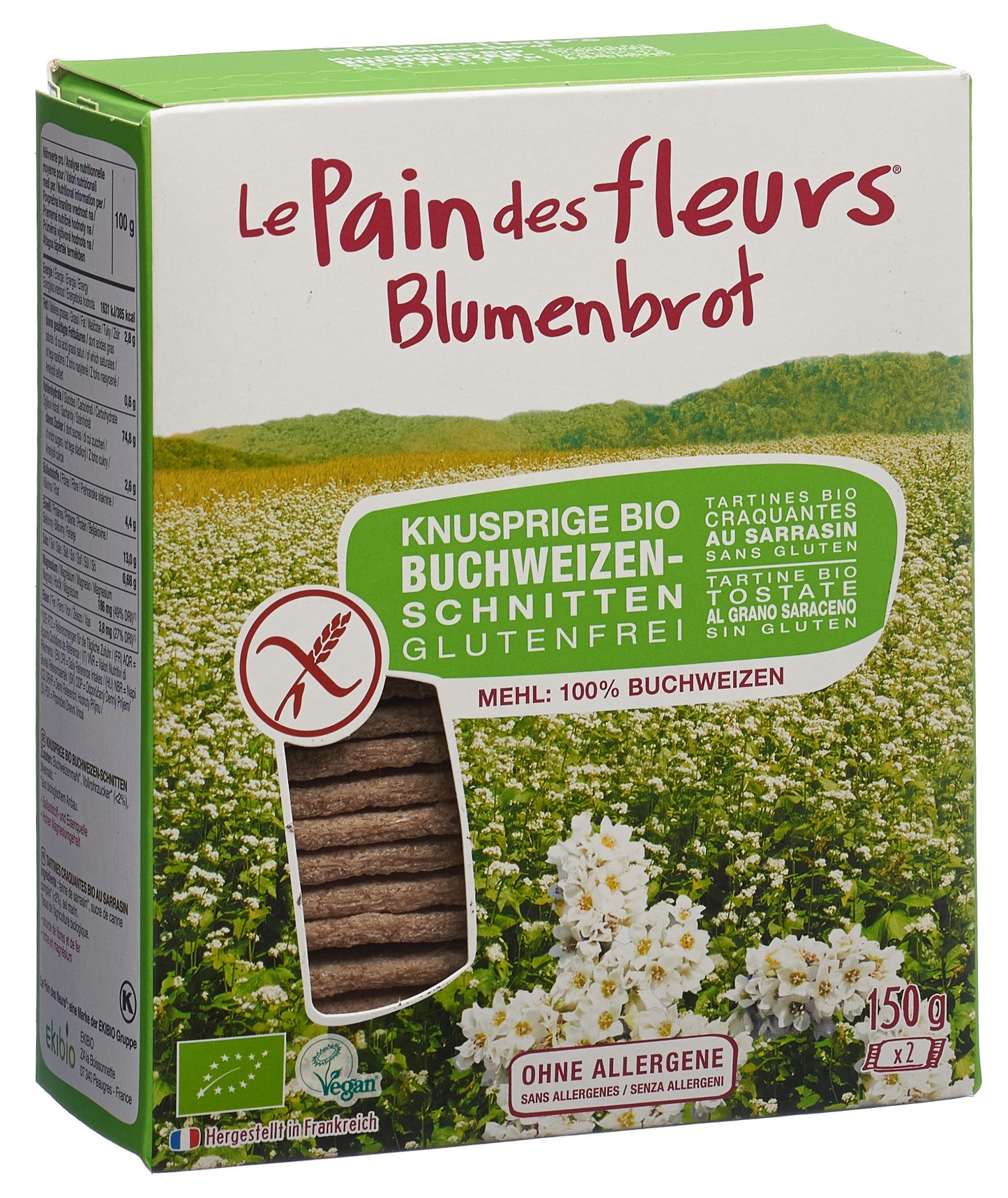 BLUMENBROT Knusp Schnitt Buchw Bio glut fr n