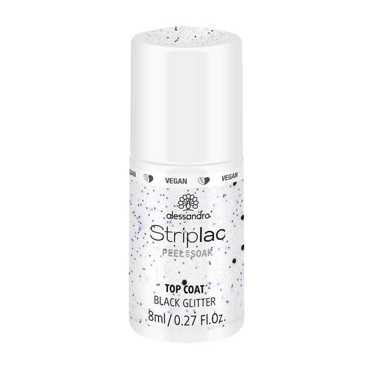 ALESSAN Striplac Top Coat Black Glitter