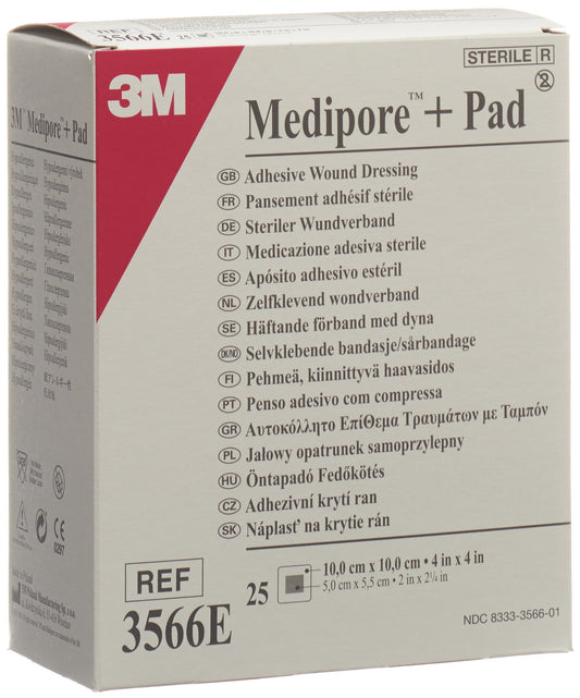 3M MEDIPORE+PAD 10x10cm Wundkissen 5x5.5cm